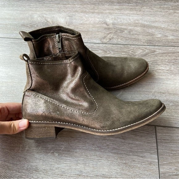 Chanii B  Metallic Brown Leather Ankle Boots Made in Portugal - Picture 3 of 11